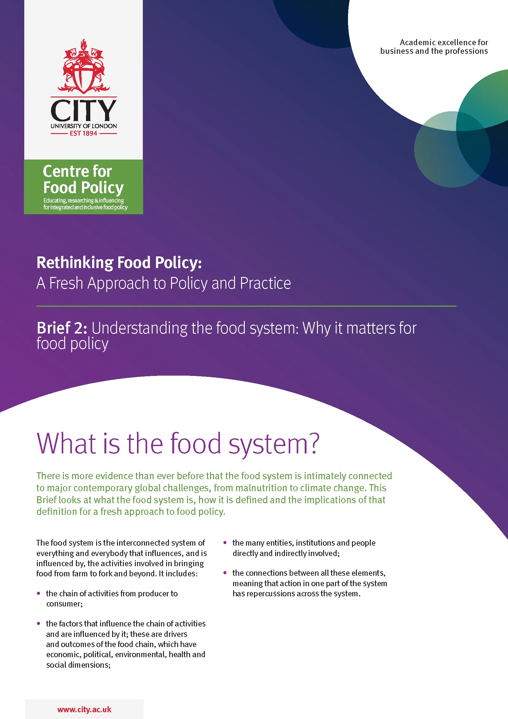 Understanding the food system: Why it matters for food policy