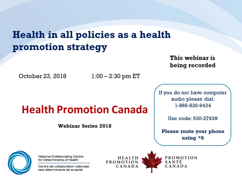 Webinar: Health-in-all policies as a health promotion strategy