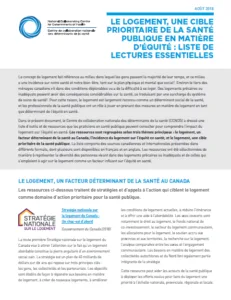Le logement, une cible prioritaire de la santé publique en matière d’équité : liste de lectures essentielles