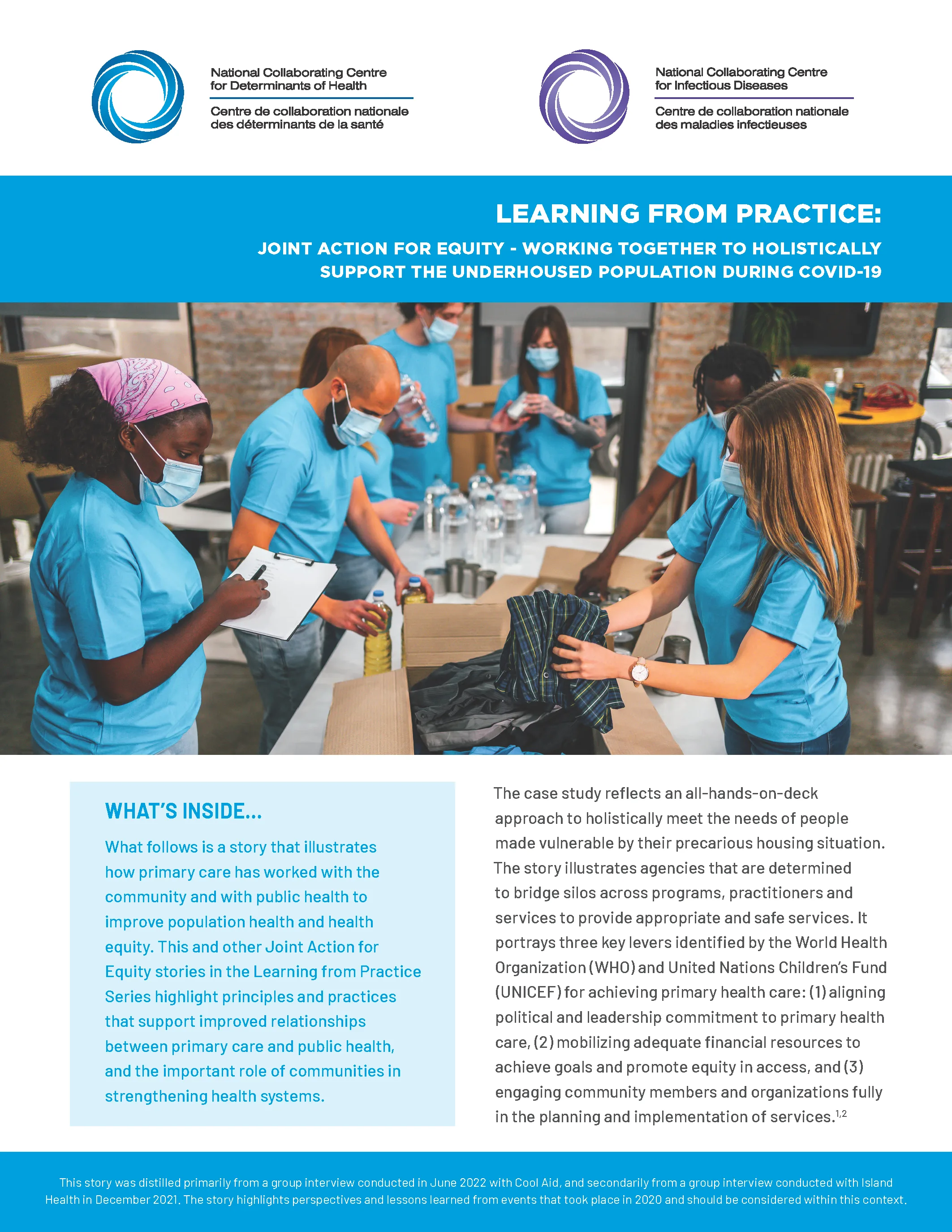 Learning from Practice: Joint Action for Equity – Working together to holistically support the underhoused population during COVID-19