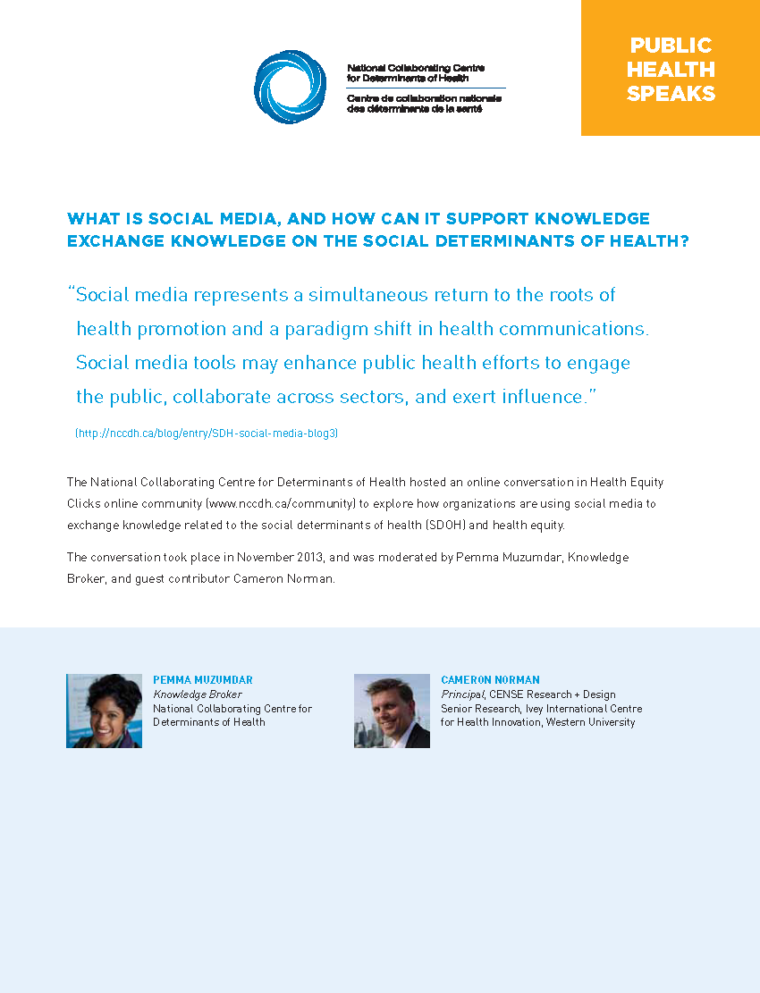 What is social media, and how can it support knowledge exchange on the social determinants of health