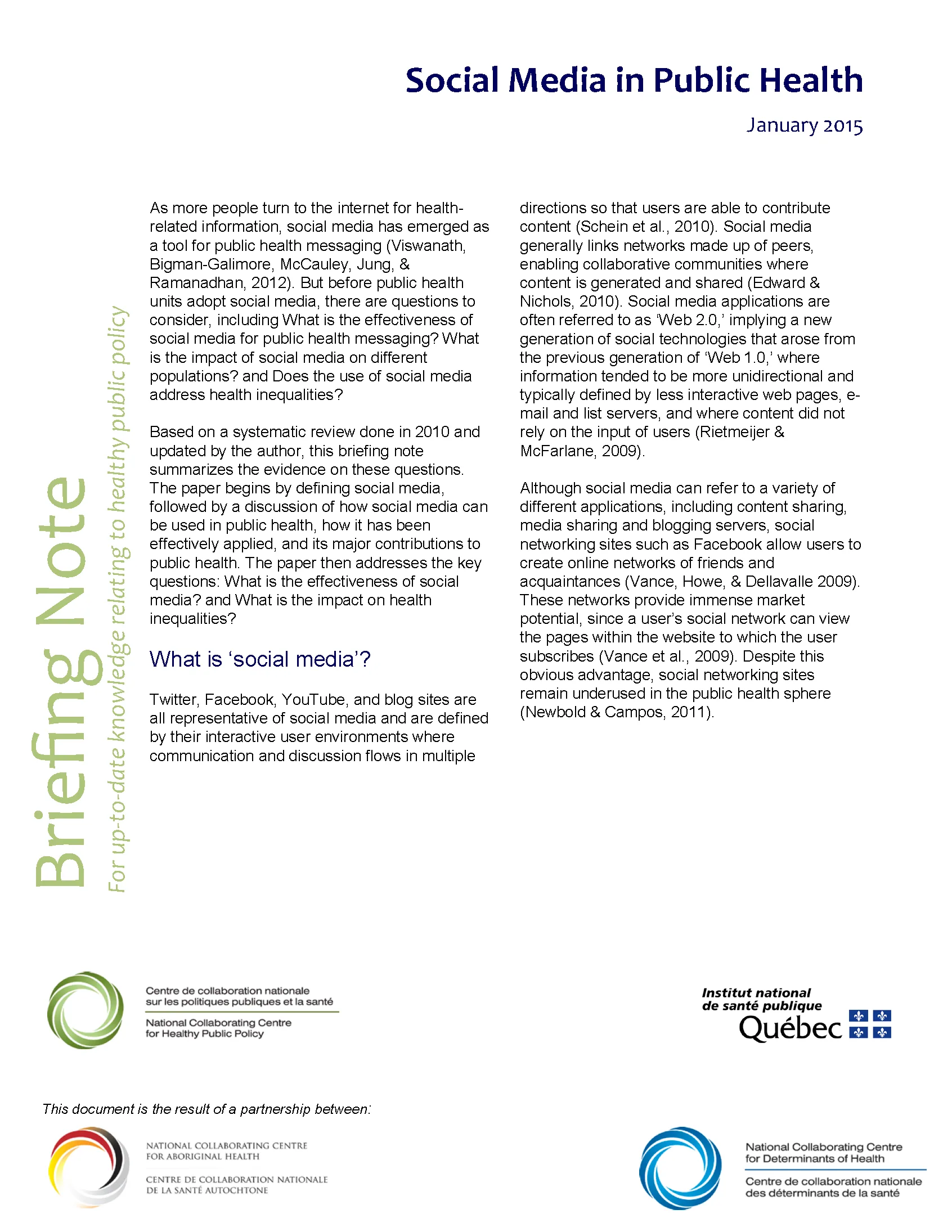 Social Media in Public Health