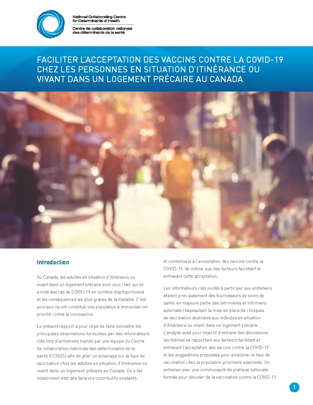 Faciliter l’acceptation des vaccins contre la COVID-19 chez les personnes en situation d’itinérance ou vivant dans un logement précaire au Canada