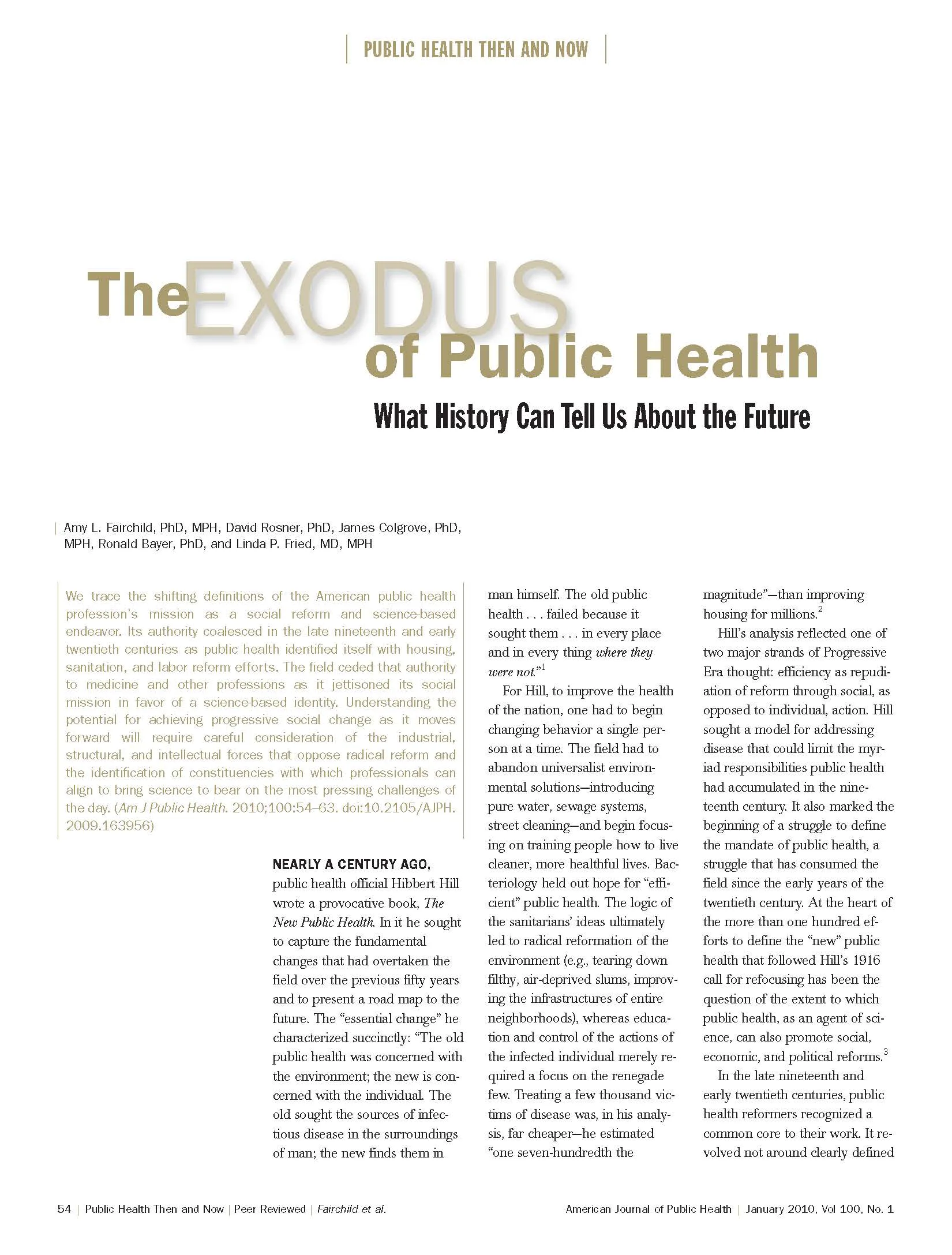 The exodus of public health: What history can tell us about the future