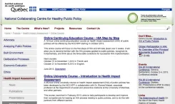 Introduction to health impact assessment (HIA) of public policies – online course