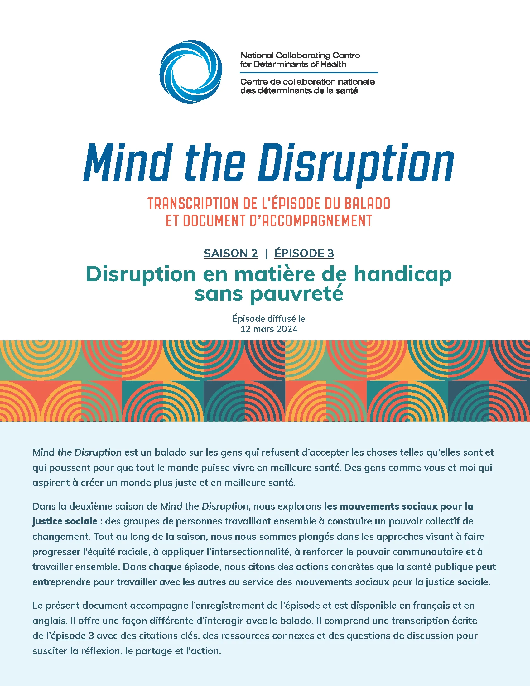 Transcription de l’épisode du balado et document d’accompagnement : Disruption en matière de handicap sans pauvreté (Mind the Disruption, saison 2, épisode 3) 