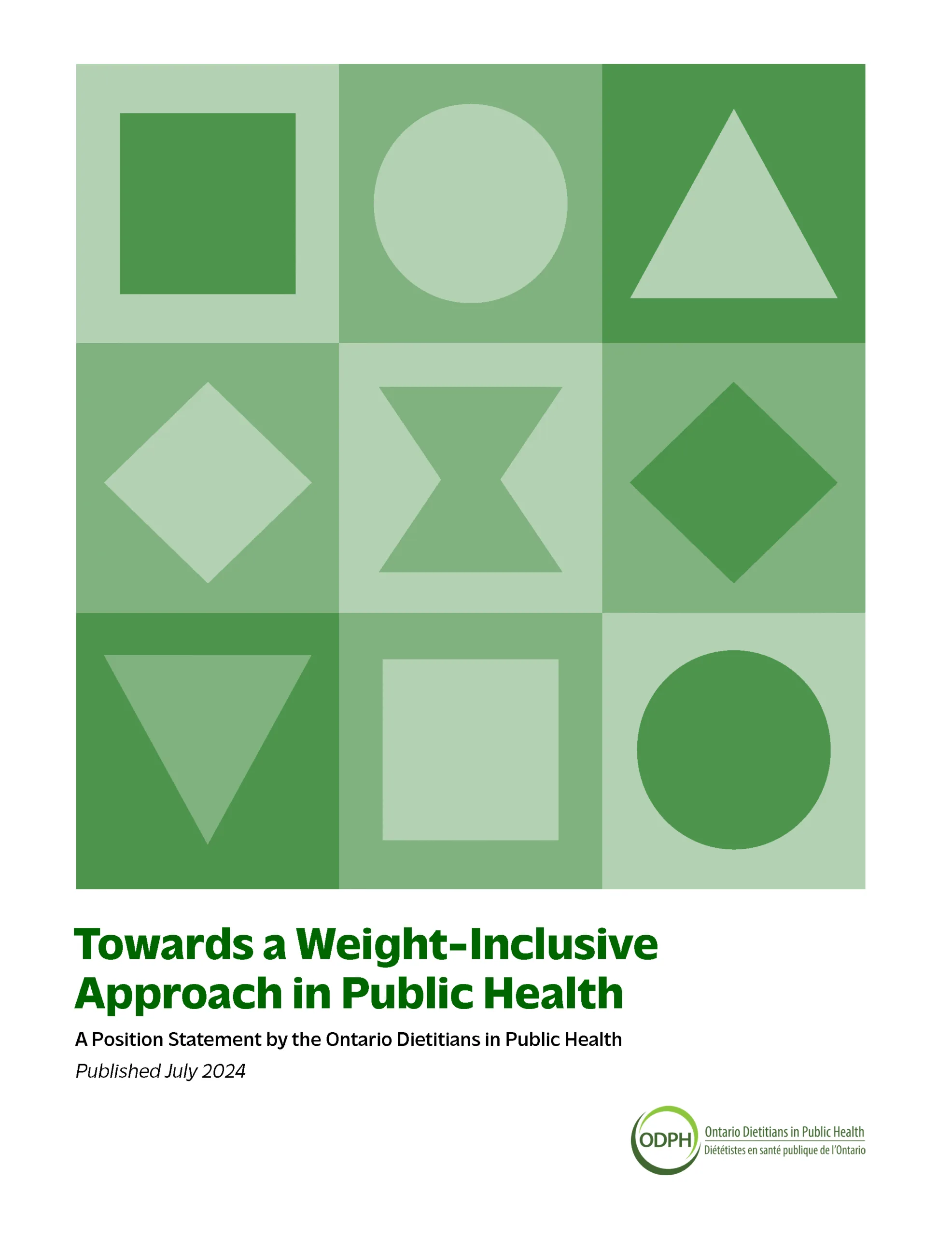 Towards a weight-inclusive approach in public health: A position statement by the Ontario Dietitians in Public Health