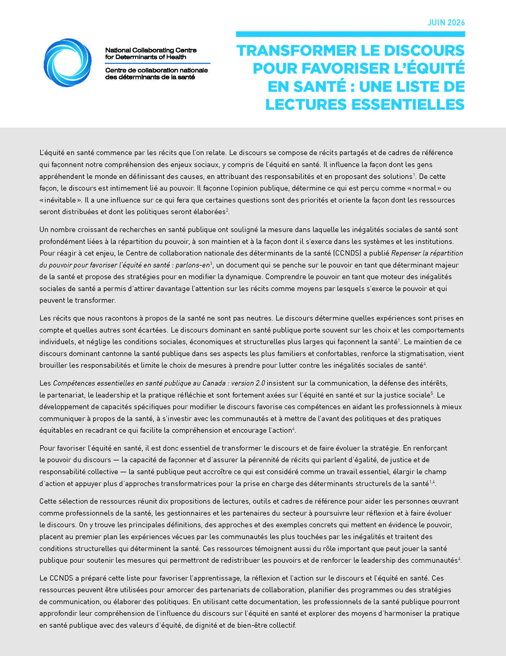 Transformer le discours sur l’équité en santé : une liste de lectures essentielles