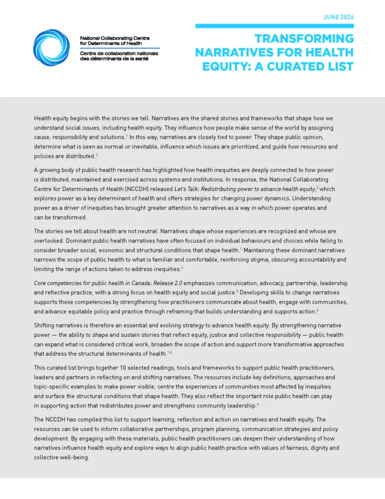 Transforming narratives for health equity: A curated list